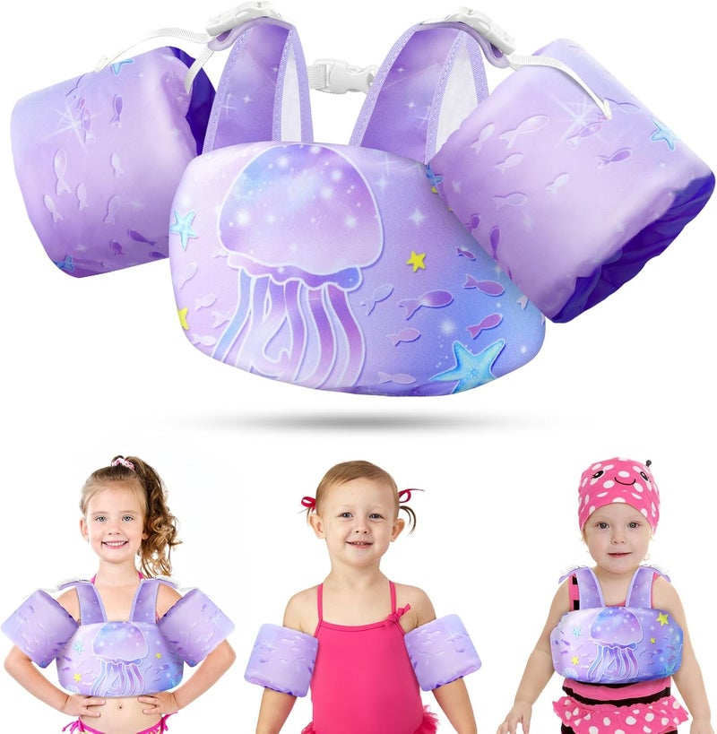 Vvinca Separable Toddler Swim Vest Fit 22-66 Lbs（2-6 Years）| 3 in 1 Toddler Floaties Pool Float & Arm Bands Boys and Girls, Adjustable Sturdy Safety for 2 3 4 5 6 Year - Image 1